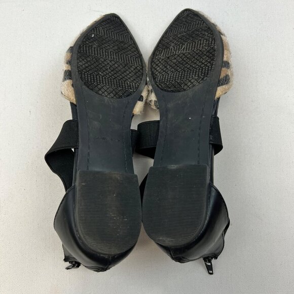 Rampage Paryss Leopard Print Strappy Flats Pointed Toe Black/Tan Size 8 Zip - Picture 7 of 9